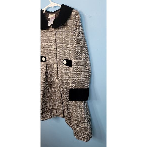 Blueberi Boulevard Black And White Tweed Button Front Pleated Jacket Size 6 - Picture 6 of 10